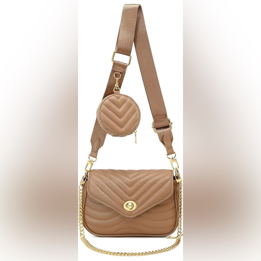 Adorable quilted brown purse with exchangeable strap - Picture 2 of 11